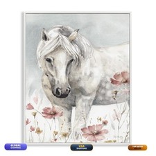 Stupell Industries Horse Pink Flowers 16 X 20 Inch Framed Gicle Print