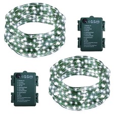 2 Pack Fairy Lights Battery Operated, 33Ft 100 LED String Lights with Auto Timer