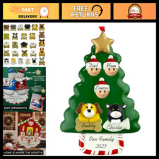 Personalized Family Christmas Ornament for 2 Adults 1-5 Pets - Custom Dog/Cat