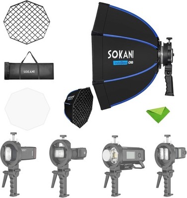 Sokani 23.6''/60cm Octagonal Quick Release Bowens Mount Softbox + Honeycomb Grid