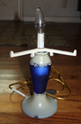Vintage Frosted Cobalt Blue and Matte Grey Cameo Glass Lamp Art Glass — photo 1