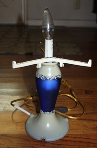 Vintage Frosted Cobalt Blue and Matte Grey Cameo Glass Lamp Art Glass