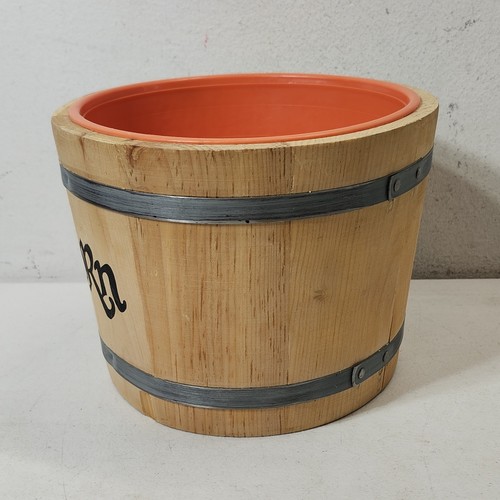 Cuenco de película de palomitas de maíz de barril de madera con forro naranja vintage 8,5" - Imagen 4 de 10