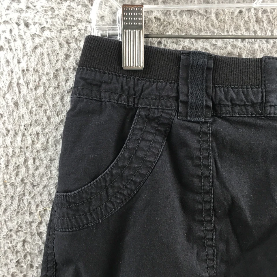 Chicos Cargo Corto Mujer 0 Negro Mezcla Algodón Tiro Medio Plano Frontal Bolsillo Informal Foto 3 de 4