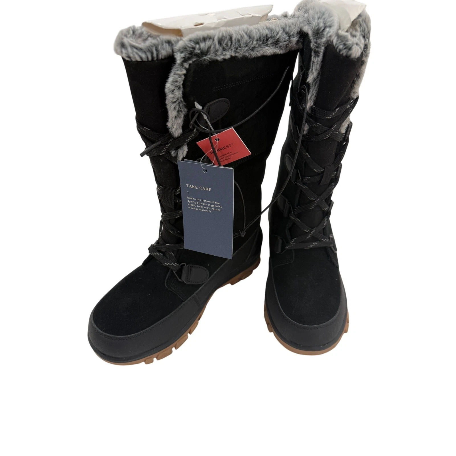 Universal Thread Womens Winter Snow Boots Black Faux Fur Lace Up Size 5W NWT
Opens in a new window o