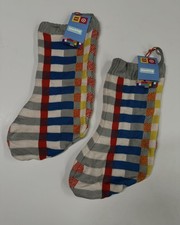 Two Lego Collection X Target Christmas Stockings Block Stripe Sweater Knit 20"