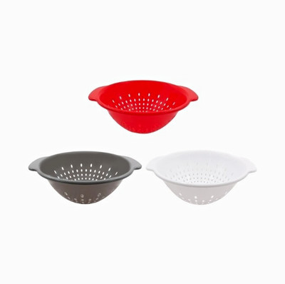 OXO Good Grips 3pc Small Plastic Colander Set Reusable Red/White/Gray