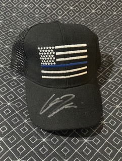 Charlie Kirk Signed Autograph Blue Line Back The Police &Law Enforcement Hat