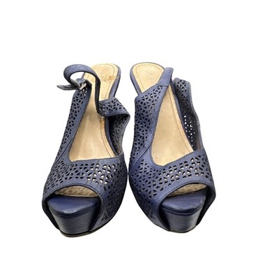 BCBGeneration Blue Laser Cut Peep Toe Stiletto Heels Size 6M