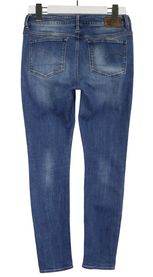 Pantalones de mezclilla ajustados altos para mujer G-STAR 3301 W28/L30 bigotes descoloridos cremallera elástica Foto 2 de 4