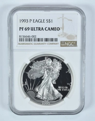 1993-P American Silver Eagle PF69 UCAM NGC Brown Label *0554
