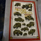 RARE VINTAGE TONY RUNYEARD TEA TOWEL  MEMORIES OF MILITARY VEHICLES WW2 COTTON
