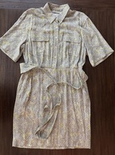 Equipment Dress Womens 8 Gray Animal Print Belted Short Sleeve Tie Waist Classy