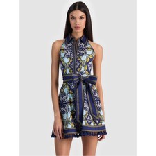Alice + Olivia Lucy Sleeveless Mini Shirt Dress in Antique Scroll 6