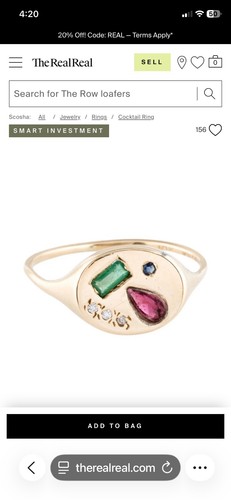 Scosha 10K Multistone & Diamond Signet Ring Size 7.25