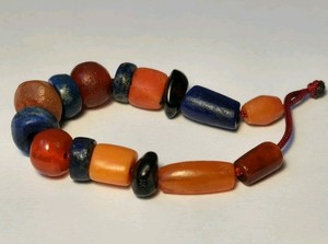 15 RARE ANCIENT LAPIS LAZULI, GARNET, CARNELIAN & ANTIQUE NATURAL CORAL BEADS