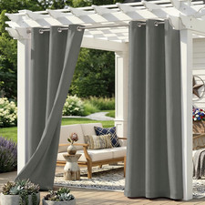 Set of 4 Outdoor Curtains for Patio Waterproof, Breathable Grommet Panels for Po