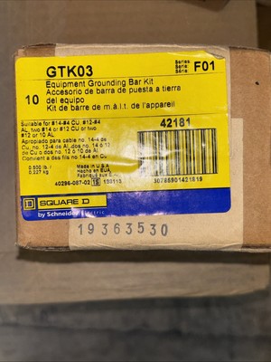 LOT OF 10, SQUARE D, GTK03, EQUIPMENT GROUNDING BAR KIT, NEW!!