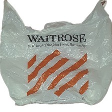 Waitrose Vintage Carrier Bag 1990's Plastic Pre-owned Rare Retro White Orange