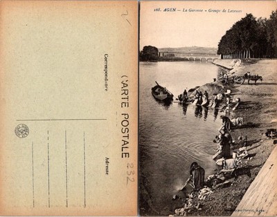 Vintage Postcard of La Garonne River Scene in Agen France