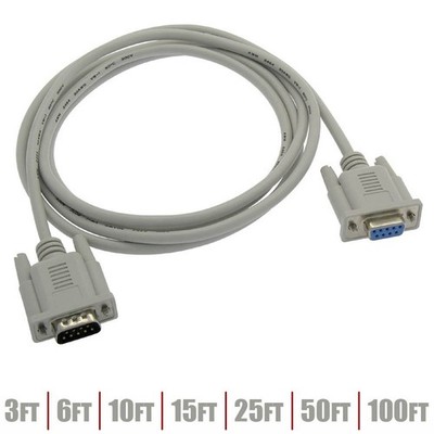 3FT-100FT RS232 DB9 9 Pin Serial COM Male to Female Cable Extension Cord LOT