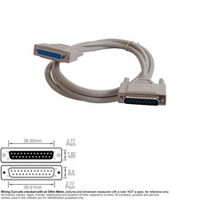 Cable Parallel Serial D-Sub DB25 DB 25 Pin IEEE-1284 Female Male Extension 6FT