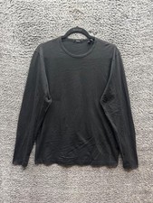 Theory Pima Cotton Crewneck Essential Long Sleeve Shirt Black Mens Size M