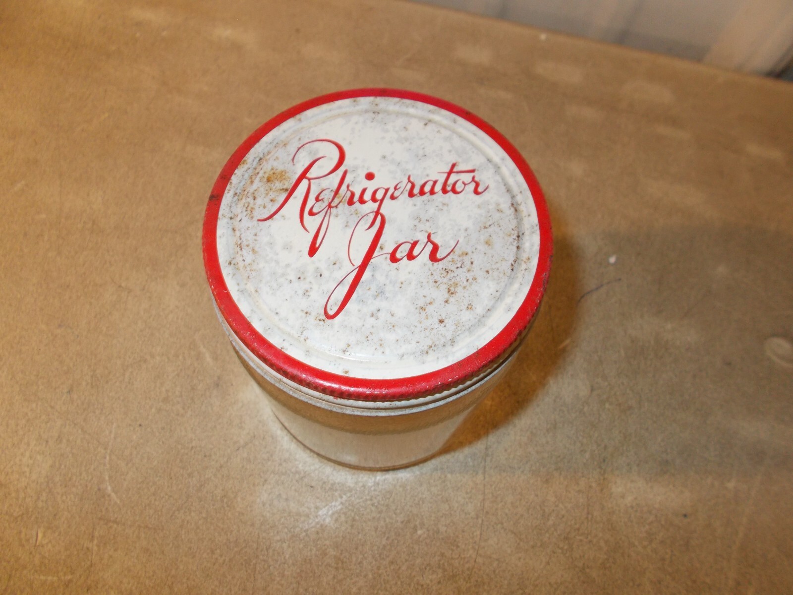 Vintage Glass Refrigerator Jar w/ Metal Lid Hazel Atlas