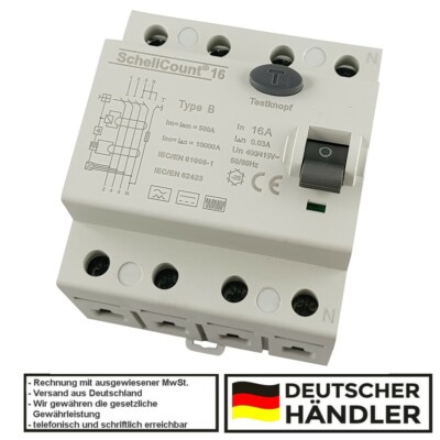 Fi-Typ B Fehlerstromschutzschalter  16A 30mA Allstromsensitiv RCD