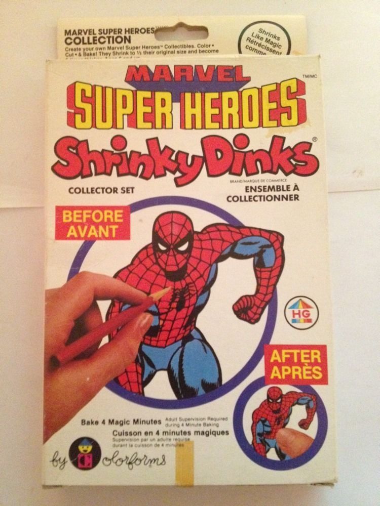 Marvel Super Heroes Shrinky Dinks 1983 Spiderman ,Canadian Edition