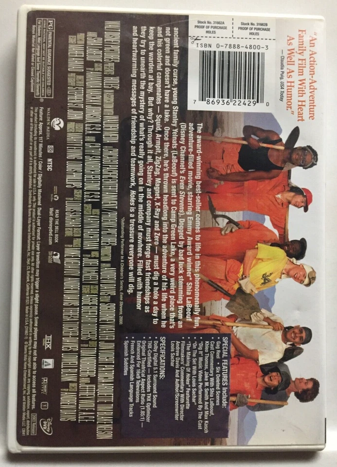Disney 's Holes (DVD,2003,Widescreen) Shia LaBeouf 's First Movie! - Image 3 of 4