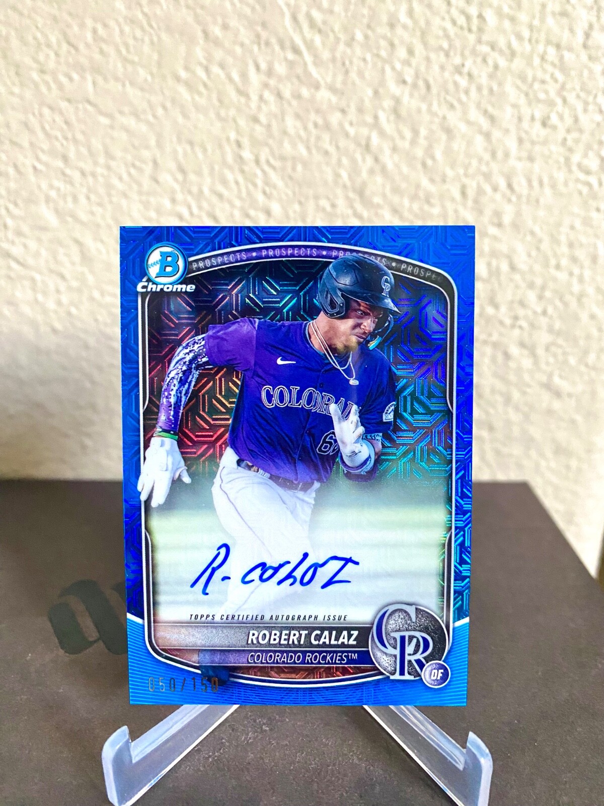 2025 Bowman Robert Calaz Mega Box Mojo Blue Refractor RC ON CARD Auto SP /150 !