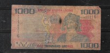 SIERRA LEONE #30a 2010 GOOD CIRC 1000 LEONES BANKNOTE PAPER MONEY CURRENCY NOTE
