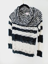 JUSTICE Sweater Girl's Black/ white 12 Hoodie Knitted Pullover Cowl Neck