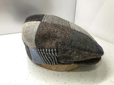 HATS OF IRELAND mens flat Patch Cap Irish Donegal tweed Mixed colours Size 60cm 7 3/8 MUST GO
