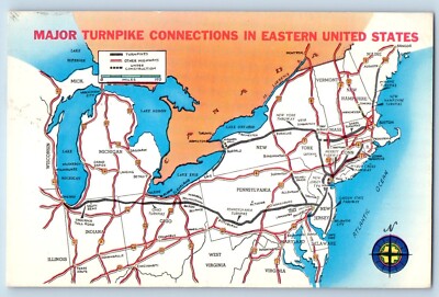 Ohio OH Postcard Major Turnpike Connection Eastern United States c1960 Vintage