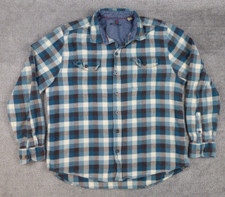 VTG Woolrich Shirt Mens XLarge Blue Chamois Flannel Heavyweight Button Cotton