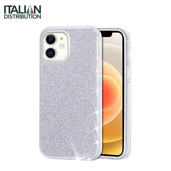 Cover Glitter + Vetro per Apple iPhone 16 15 14 13 12 11 X Pro Mini Max Custodia - Immagine 2 di 4