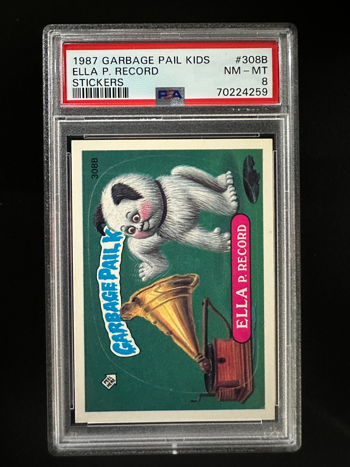 1987 Garbage Pail Kids #308B - Ella P. Record - PSA 8 view 2
