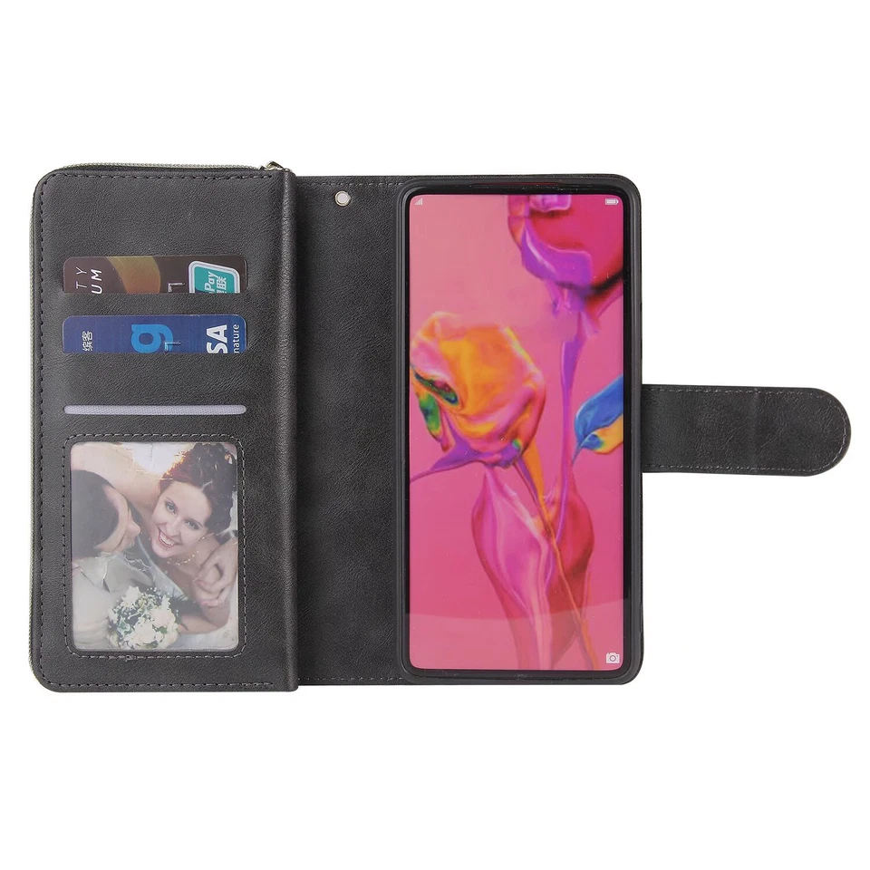 Sony Xperia Z5 Wallet Case 9 Card Zipper Slots Kickstand Flip Leather Phone Case - Image 3 of 4