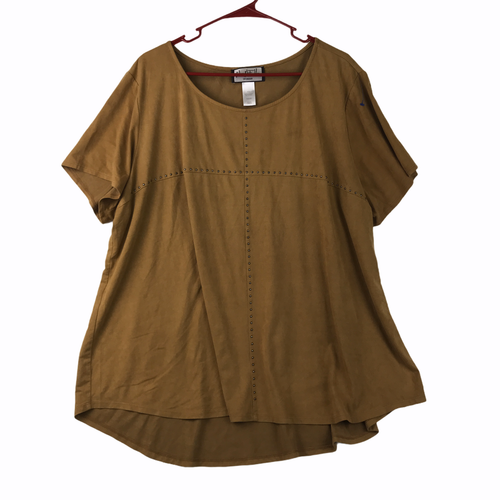Mary McFadden Womens Brown Short Sleeve Top 26/28 eBay