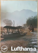 Oryginalny plakat Lufthansy, Holiday Travel 4/14, "Lake Dal", Kaszmir/Indie