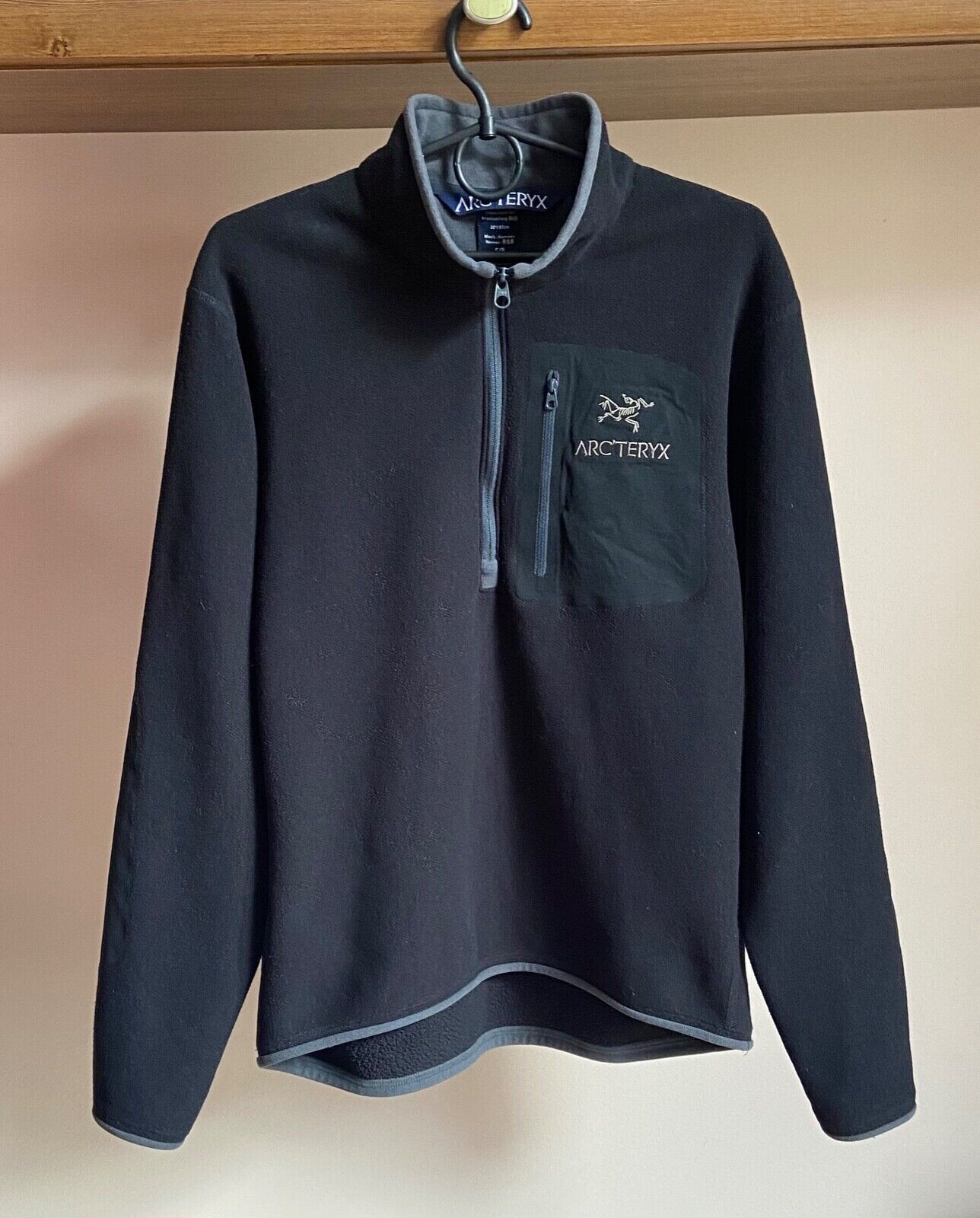 ARC'TERYX APACHE AR GIACCA ZIP POLARTEC TWEED PILE UOMO SMALL NERO RARO