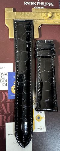 Patek Philippe Watch Strap A02-D 20 x 14mm Black Alligator Gloss Swiss Made NWT - Picture 9 of 11