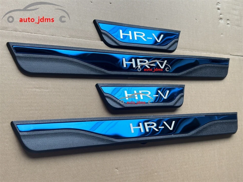 Protector de peldaños de panel de cubierta de umbral de puerta azul 4 piezas para accesorios Honda HR-V Foto 2 de 4