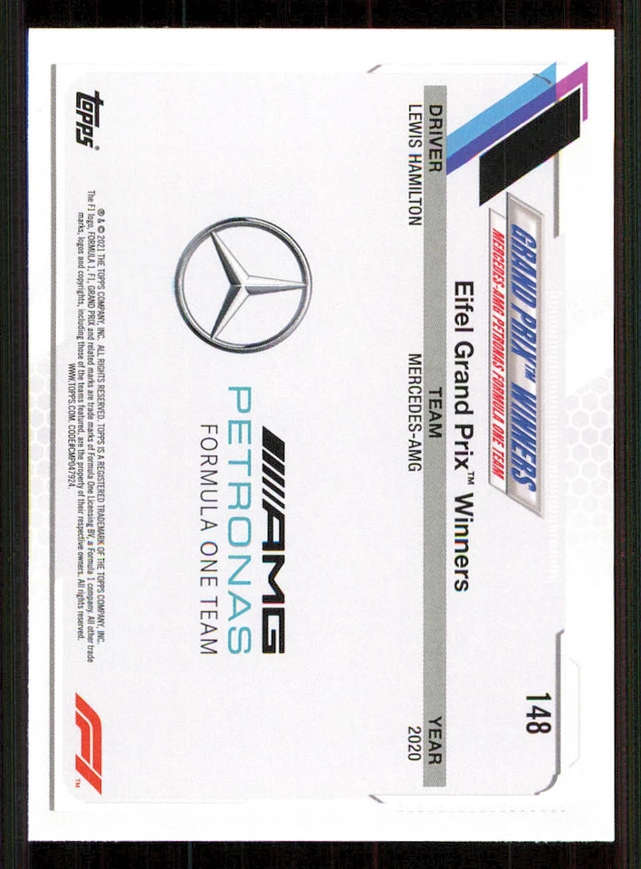 2021 Topps Formula 1 #148 Lewis Hamilton/Grand Prix Winner - Image 2 of 2