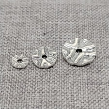 Sterling Silver Wavy Spacer Bead Round Disc Spacer Bead 4mm 6mm 8mm