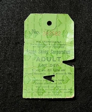 ASPEN Vintage Early 1970’s Ski Lift Ticket COLORADO Skiing Travel Souvenir