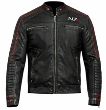 MASS EFFECT 3 - N7 COMMANDER SHEPARD STYLISH REAL LEATHER JACKET