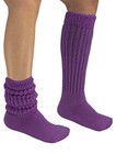 2 pair Slouch to knee Socks Purple Heavy Run Hooters uniform  Warm gym walk cozy — photo 1